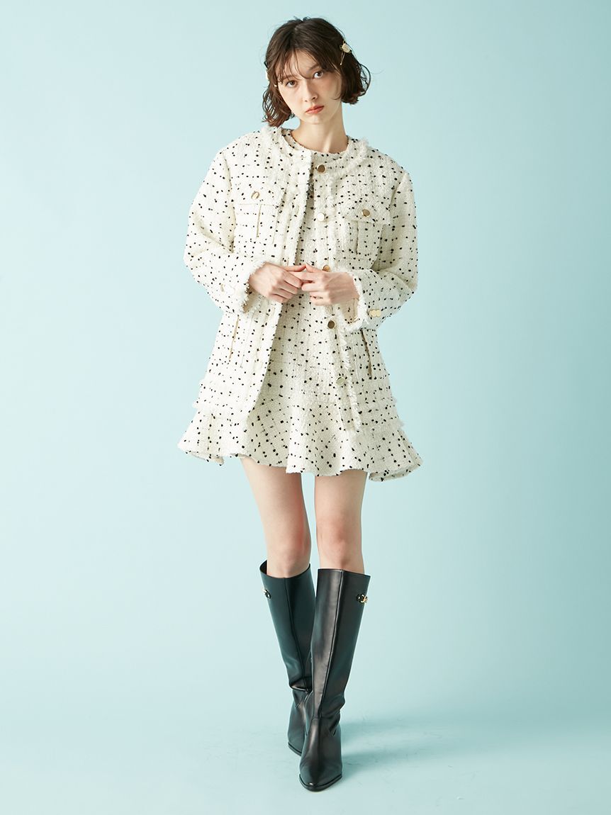 LILY BROWN「ノーカラーツイードジャケット」|ノーカラージャケット|