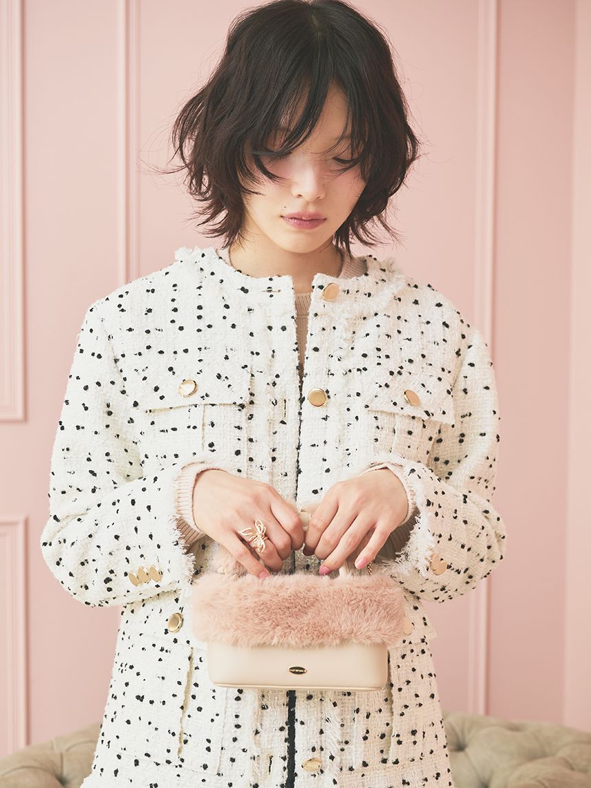 LILY BROWN「ノーカラーツイードジャケット」|ノーカラージャケット|