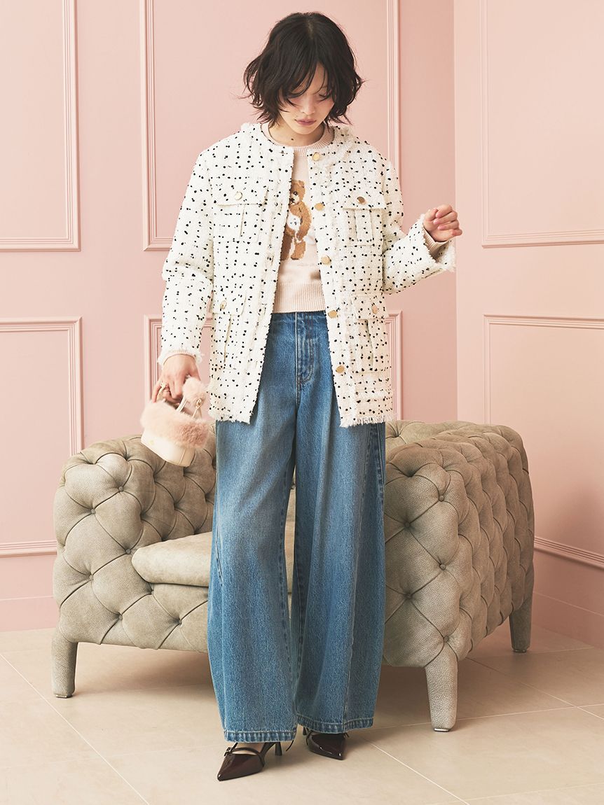 LILY BROWN「ノーカラーツイードジャケット」|ノーカラージャケット|