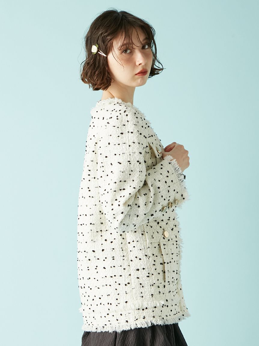 LILY BROWN「ノーカラーツイードジャケット」|ノーカラージャケット|