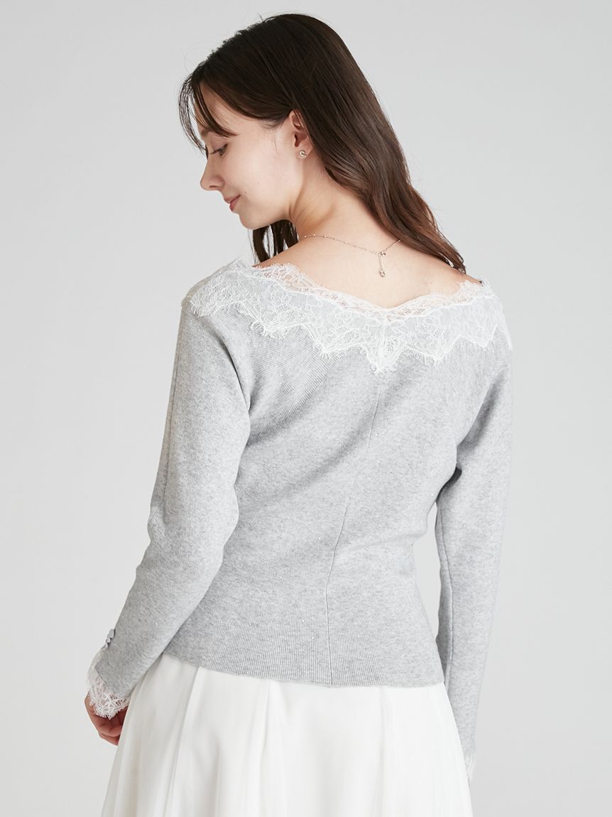 CELFORD「レーストリムリブニットプルオーバー」|ニット・セーター|