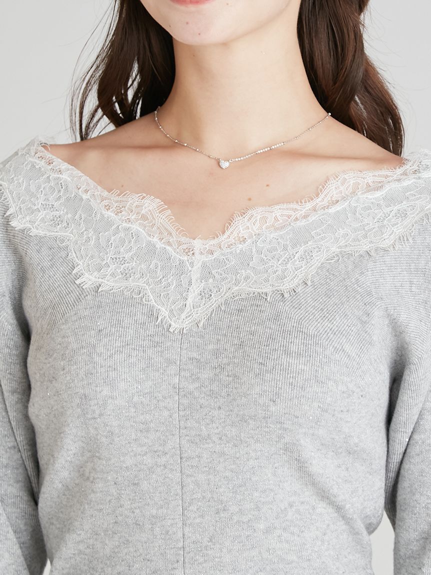 CELFORD「レーストリムリブニットプルオーバー」|ニット・セーター|