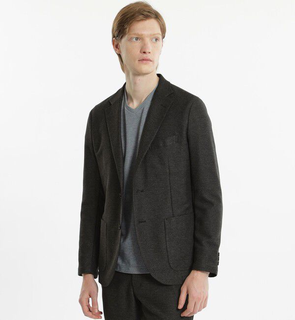MACKINTOSH PHILOSOPHY「テーラードジャージー ジャケット ウール混カラミ織り」|テーラードジャケット|チャコールグレー