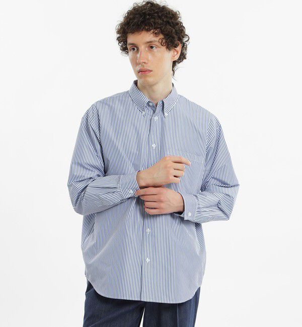 MACKINTOSH PHILOSOPHY「長袖オーバーサイズボタンダウンシャツ タイプライター/ストライプ」|シャツ・ブラウス|ブルーストライプ