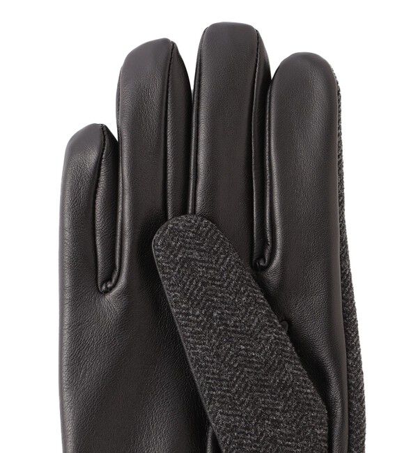MACKINTOSH PHILOSOPHY「ツイードニット&times;レザー コンビスマホグローブ」|手袋|