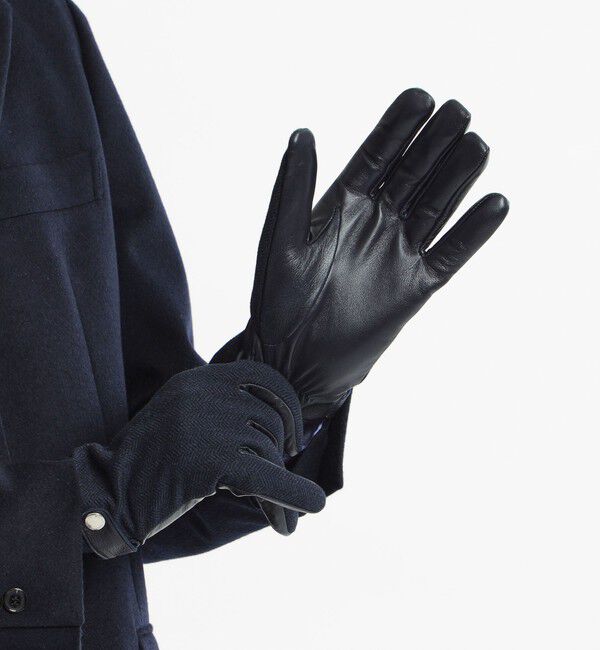 MACKINTOSH PHILOSOPHY「ツイードニット&times;レザー コンビスマホグローブ」|手袋|