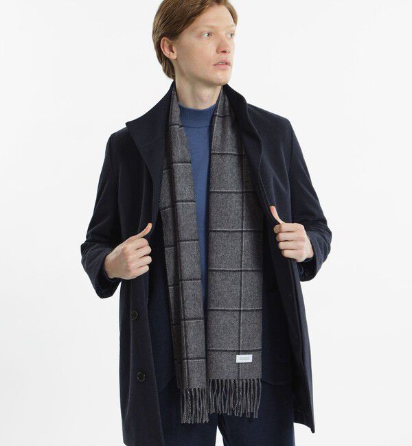 MACKINTOSH PHILOSOPHY「ウォッシャブルカシミヤ ブリティッシュチェックマフラー」|マフラー|チャコールグレー