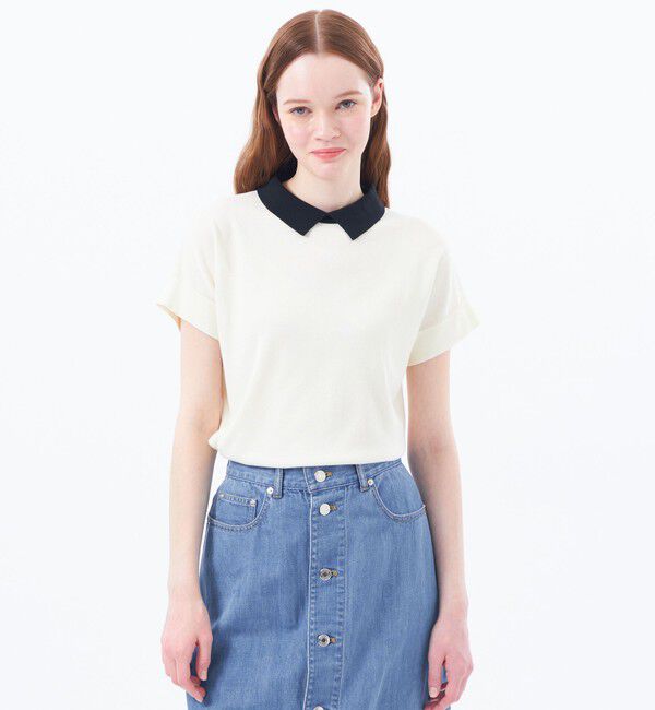 MACKINTOSH PHILOSOPHY「【Bicolor Knit Polo（バイカラーニットポロ）】ハーフスリーブ」|ニット・セーター|オフホワイト