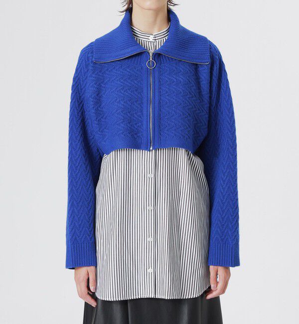  「【ドラマ着用商品】シャツコンビクロップドジップニット」|ニット・セーター|