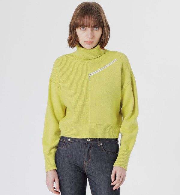  「ショルダーZIPニットプルオーバー」|ニット・セーター|イエロー