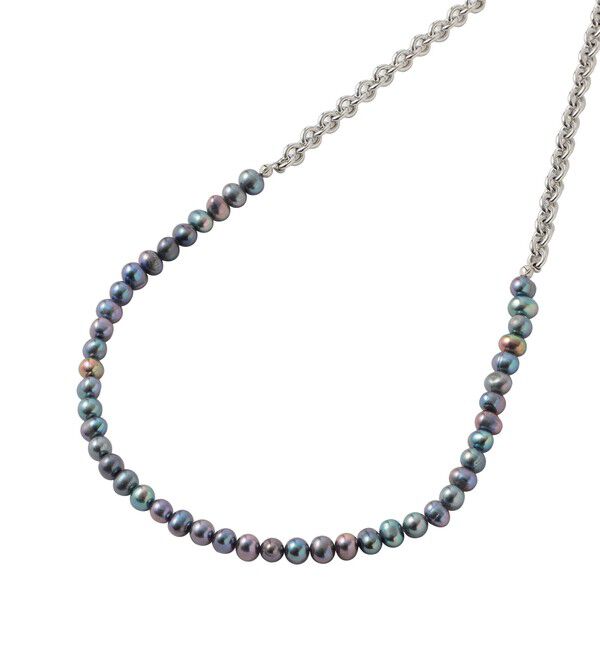  「【UNISEX】メタリックパールチェーンコンビ ネックレス」|ネックレス|