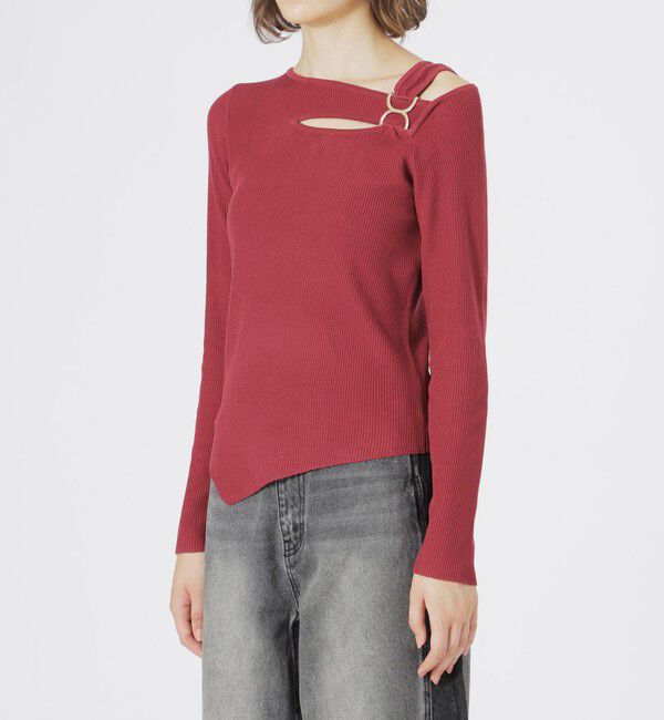  「カットアウトアシンメトリーヘムプルオーバー」|ニット・セーター|