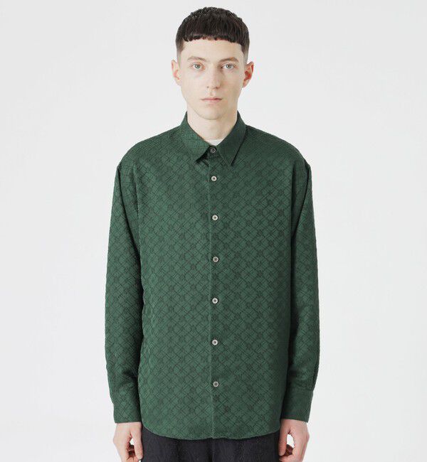  「エンブロイダリージャカードシャツ」|シャツ・ブラウス|グリーン