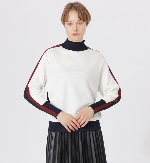  「2フェイスブロッキングニット」|ニット・セーター|ホワイト