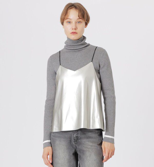  「シンセティックレザーキャミソール」|キャミソール|シルバー