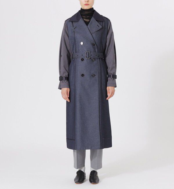  「デニムライクブロッキングトレンチコート」|トレンチコート|
