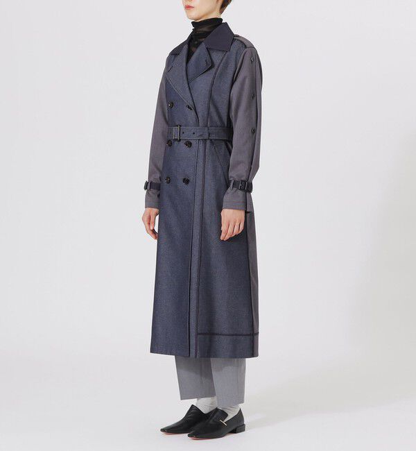  「デニムライクブロッキングトレンチコート」|トレンチコート|