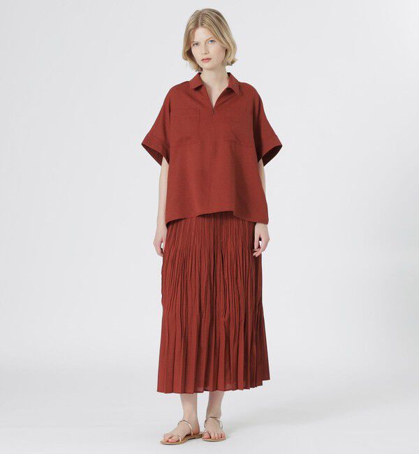  「エージングドビーハーフジップブラウス」|シャツ・ブラウス|