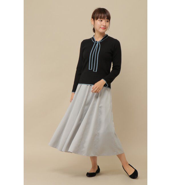 IKKA LOUNGE「サテン切り替えロングスカート」|スカート|
