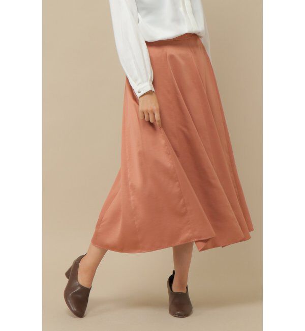 IKKA LOUNGE「サテン切り替えロングスカート」|スカート|