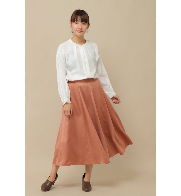 IKKA LOUNGE「サテン切り替えロングスカート」|スカート|