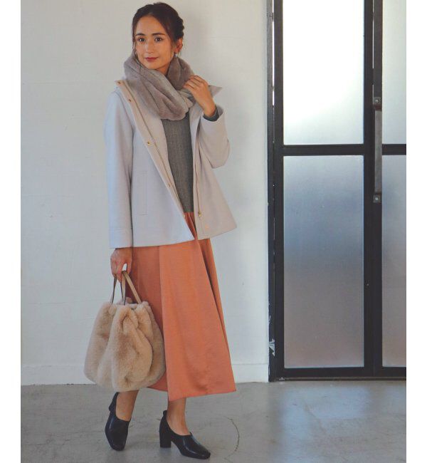 IKKA LOUNGE「サテン切り替えロングスカート」|スカート|