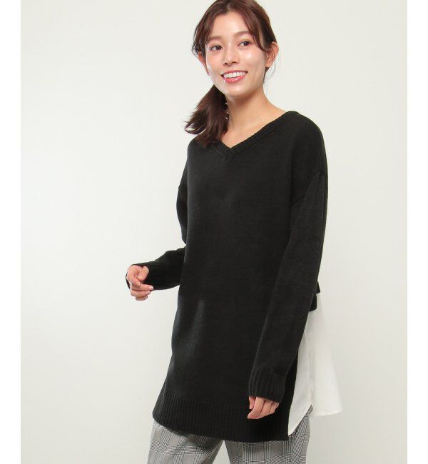 ikka「前後2WAY切り替えニットチュニック」|プルオーバー|