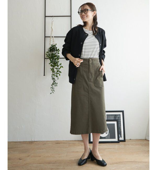 ikka「ストレッチAラインベイカースカート」|スカート|