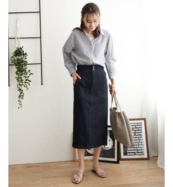 ikka「ストレッチAラインベイカースカート」|スカート|