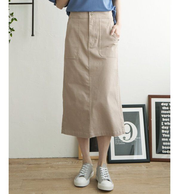 ikka「ストレッチAラインベイカースカート」|スカート|ベージュ1