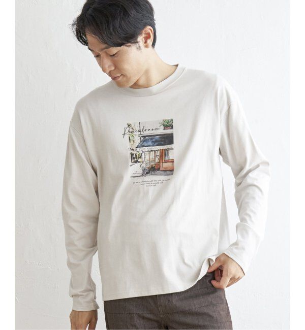 ikka「ペイントプリントロンT」|Tシャツ・カットソー|ライトグレイ