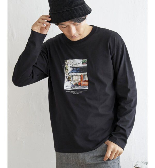 ikka「ペイントプリントロンT」|Tシャツ・カットソー|ブラック