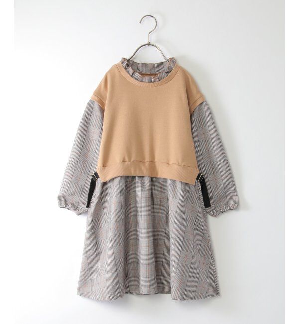 ikka kids「フリルネックレイヤードッキングワンピース（120~160cm）」|スカート|