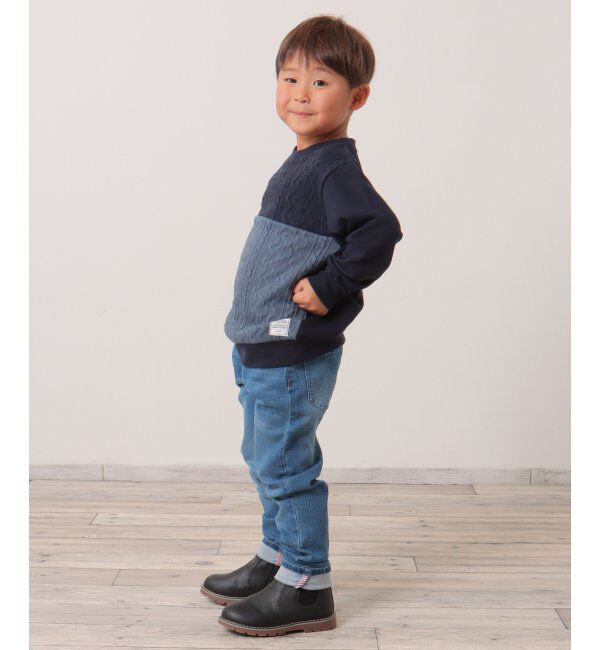 ikka kids「ケーブルニットソーブロックストレーナー（120~160cm）」|Tシャツ・カットソー|