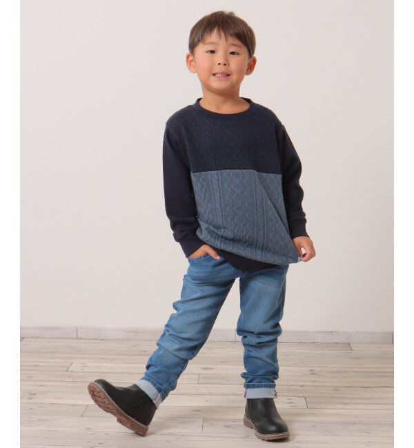 ikka kids「ケーブルニットソーブロックストレーナー（120~160cm）」|Tシャツ・カットソー|