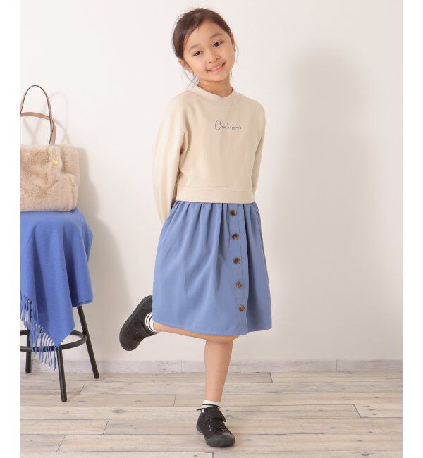 ikka kids「前ボタンスカートドッキングワンピース（120~160cm）」|スカート|