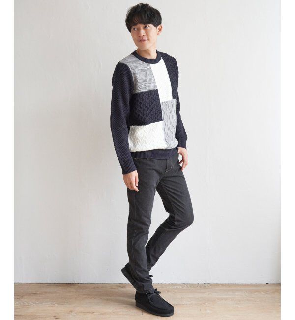 ikka「ブロックスジャガードニット」|プルオーバー|