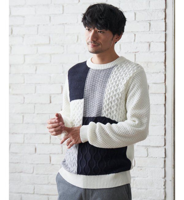 ikka「ブロックスジャガードニット」|プルオーバー|