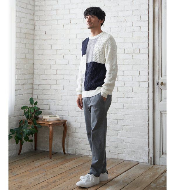 ikka「ブロックスジャガードニット」|プルオーバー|