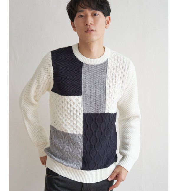 ikka「ブロックスジャガードニット」|プルオーバー|