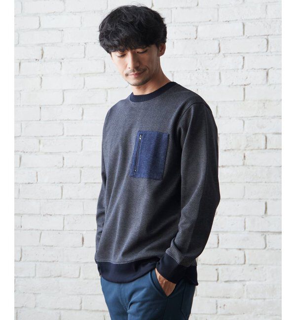 ikka「ヘリンボン裏起毛プルオーバー」|パーカー|