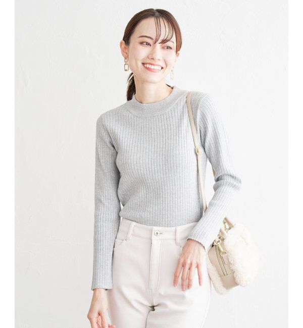 ikka「【洗濯機で洗える】クリーミーミニハイネックリブニット」|プルオーバー|