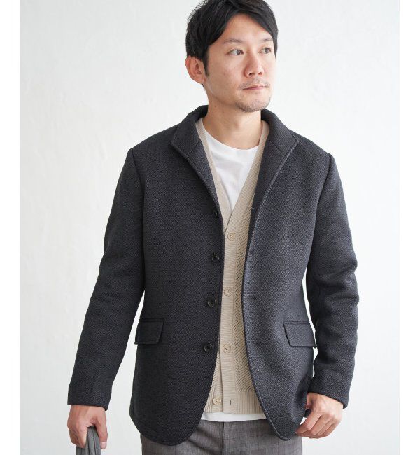 IKKA LOUNGE「ウールライクニットスタンンドジャケット」|その他|チャコール