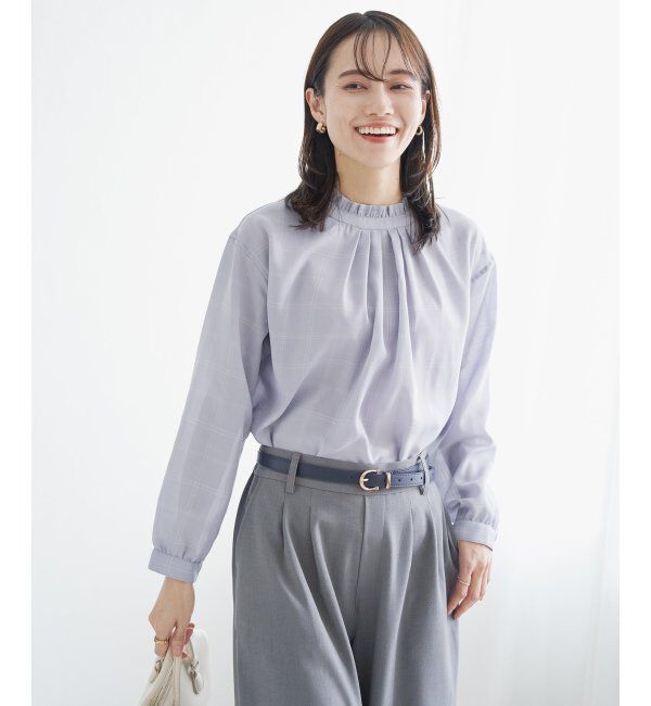 ikka「襟フリル2WAYブラウス」|シャツ・ブラウス|サックスブルー