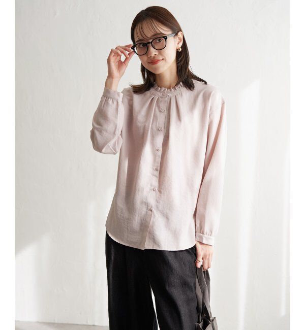 ikka「襟フリル2WAYブラウス」|シャツ・ブラウス|グレージュ