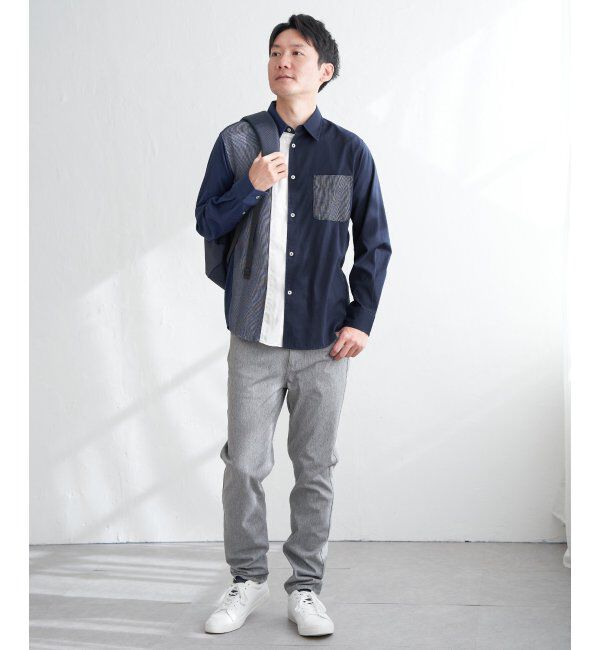 ikka「ブロックスパイピング切り替えシャツ」|シャツ・ブラウス|