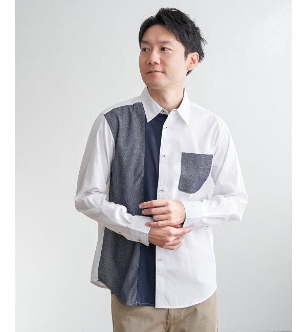 ikka「ブロックスパイピング切り替えシャツ」|シャツ・ブラウス|