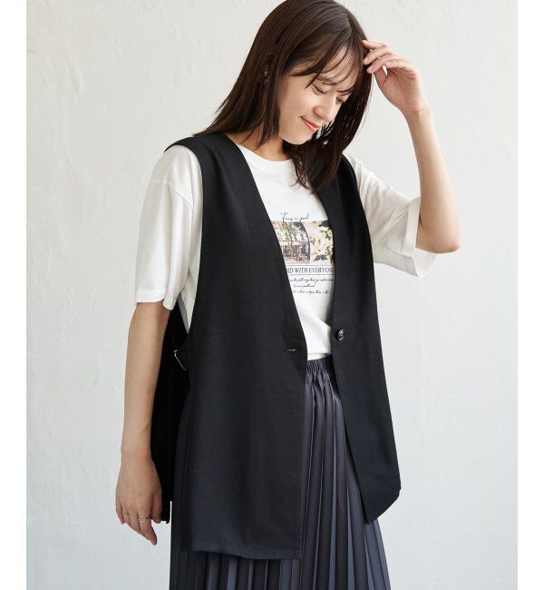 ikka「ドライタッチサイドスリットジレ」|ダウンベスト・ベスト|