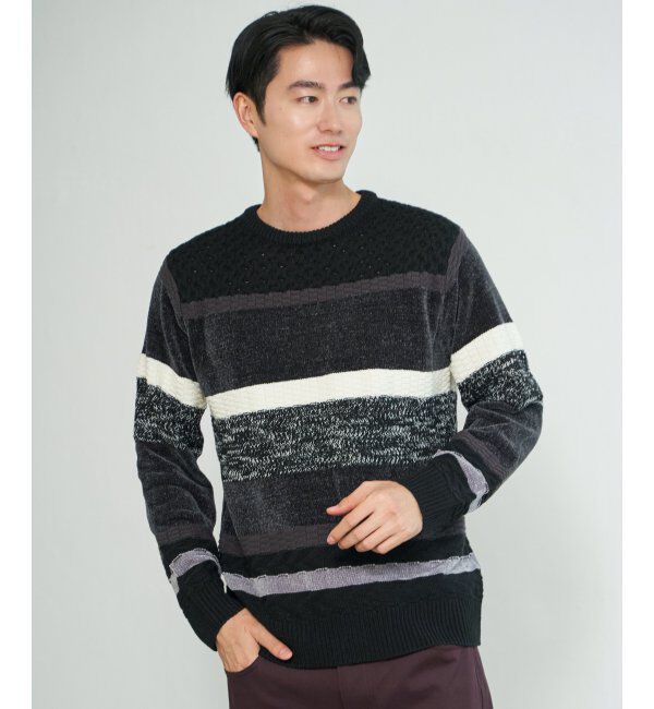 ikka「モールミックスボーダーニット」|プルオーバー|