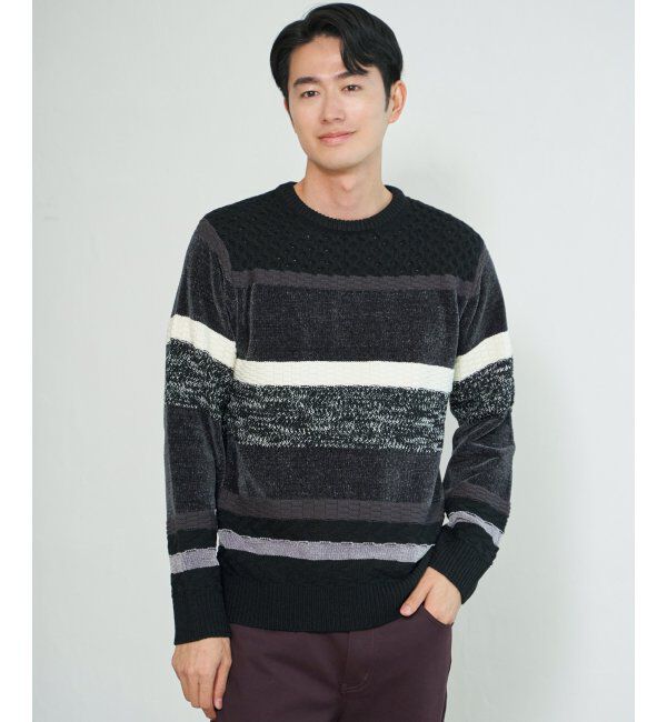 ikka「モールミックスボーダーニット」|プルオーバー|